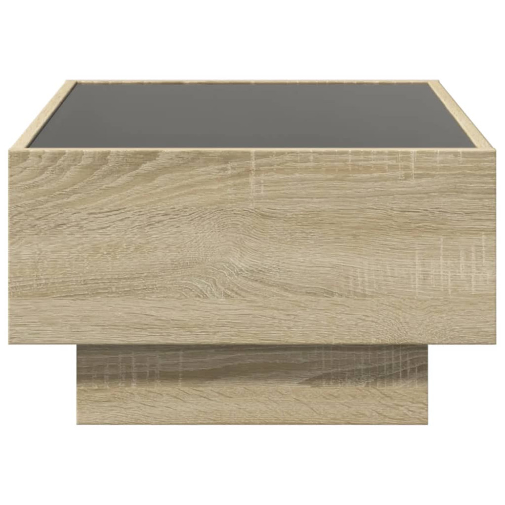 Produktbild för Soffbord med LEDs sonoma-ek 70x50x30 cm konstruerat trä