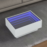 Produktbild för Soffbord med LEDs vit 70x50x30 cm konstruerat trä