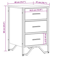 Produktbild för Sängbord sonoma-ek 40x41x60 cm konstruerat trä