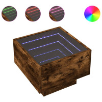 Produktbild för Soffbord med LEDs rökfärgad ek 40x40x30 cm konstruerat trä