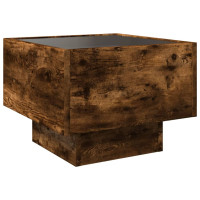 Produktbild för Soffbord med LEDs rökfärgad ek 40x40x30 cm konstruerat trä