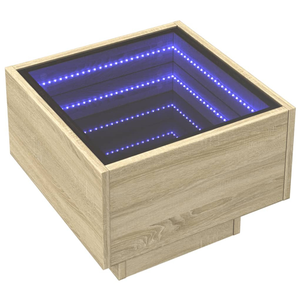 Produktbild för Soffbord med LEDs sonoma-ek 40x40x30 cm konstruerat trä