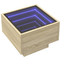 Produktbild för Soffbord med LEDs sonoma-ek 40x40x30 cm konstruerat trä