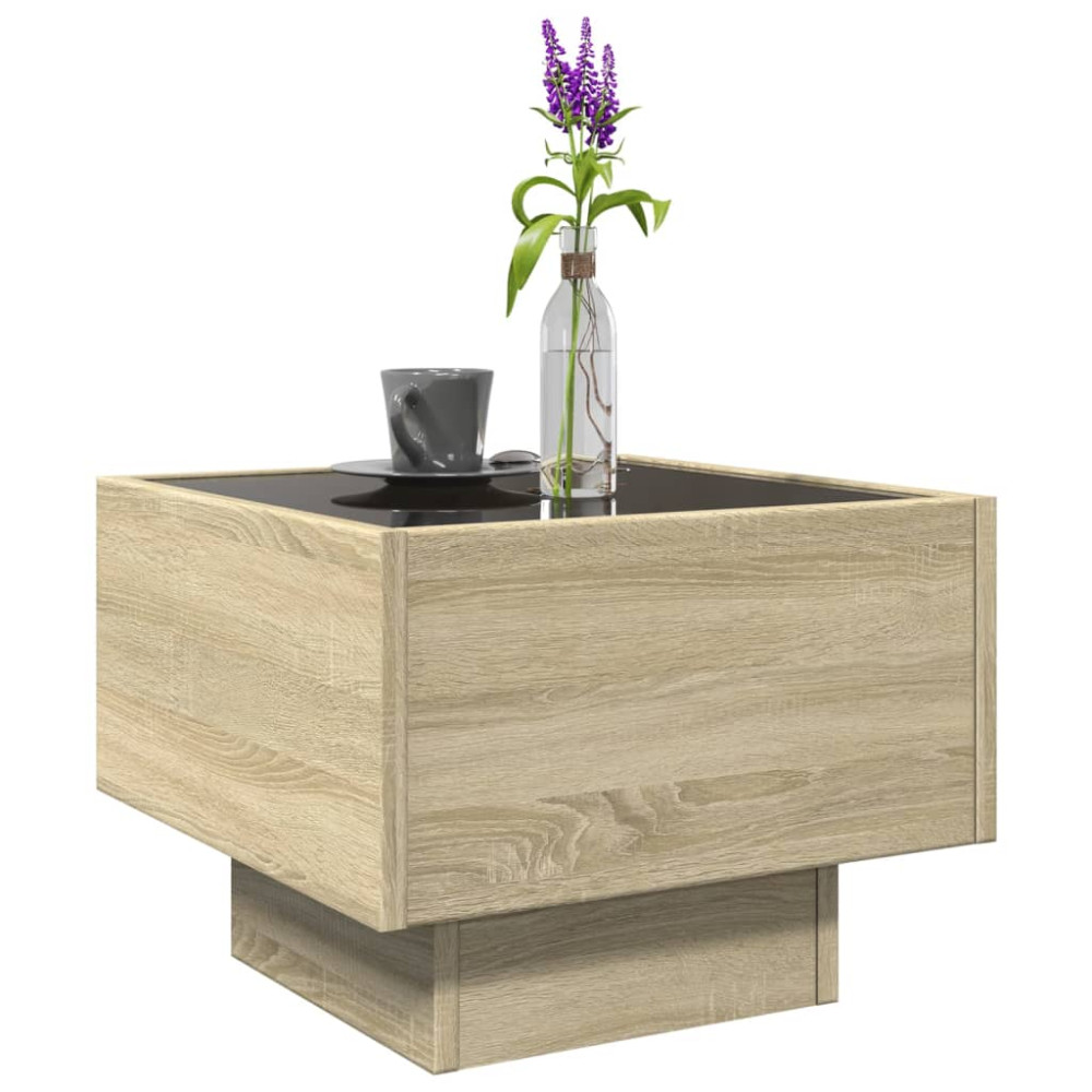 Produktbild för Soffbord med LEDs sonoma-ek 40x40x30 cm konstruerat trä