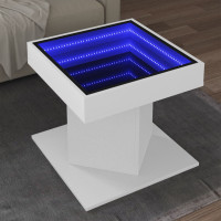 Produktbild för Soffbord med LEDs vit 50x50x45 cm konstruerat trä