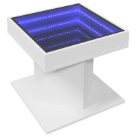 Produktbild för Soffbord med LEDs vit 50x50x45 cm konstruerat trä