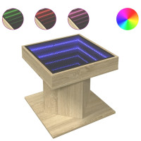 Produktbild för Soffbord med LEDs sonoma-ek 50x50x45 cm konstruerat trä