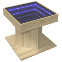 Produktbild för Soffbord med LEDs sonoma-ek 50x50x45 cm konstruerat trä