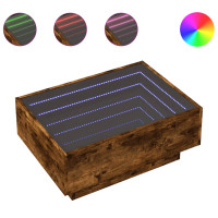 Produktbild för Soffbord med LEDs rökfärgad ek 70x50x30 cm konstruerat trä