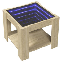 Produktbild för Soffbord med LEDs sonoma-ek 53x53x45 cm konstruerat trä