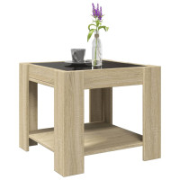 Produktbild för Soffbord med LEDs sonoma-ek 53x53x45 cm konstruerat trä