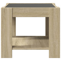 Produktbild för Soffbord med LEDs sonoma-ek 53x53x45 cm konstruerat trä