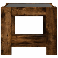 Produktbild för Soffbord med LEDs rökfärgad ek 53x53x45 cm konstruerat trä