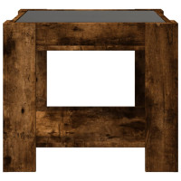 Produktbild för Soffbord med LEDs rökfärgad ek 53x53x45 cm konstruerat trä