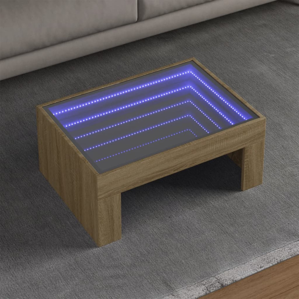 Produktbild för Soffbord med Infinity LEDs sonoma-ek 70x50x30 cm