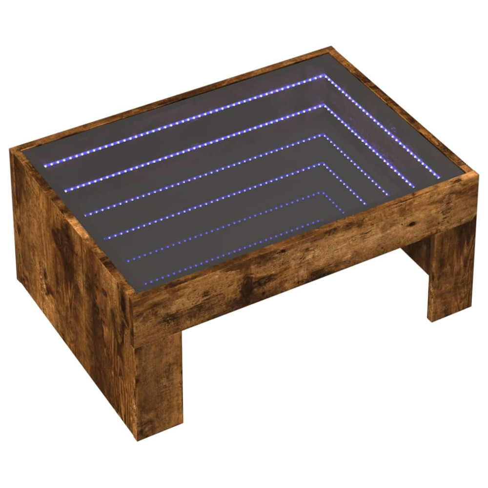 Produktbild för Soffbord med Infinity LEDs rökfärgad ek 70x50x30 cm