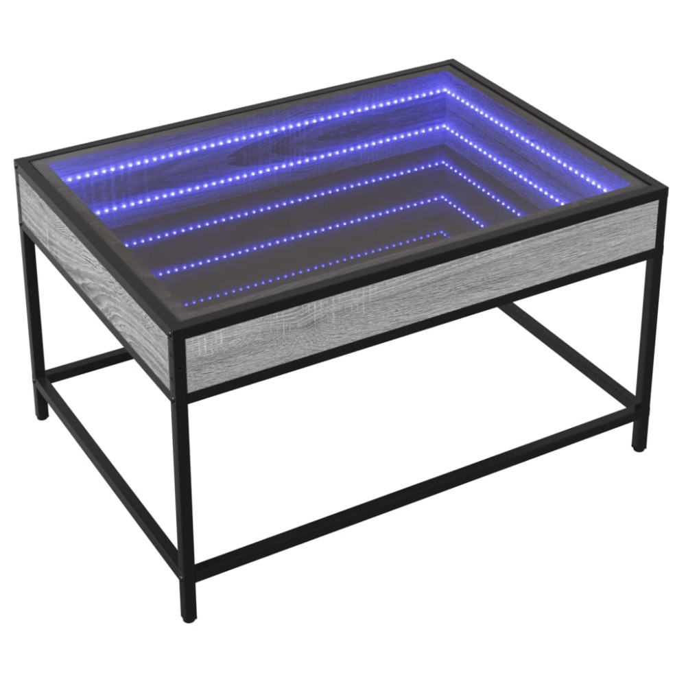Produktbild för Soffbord med Infinity LEDs grå sonoma 70x50x41 cm