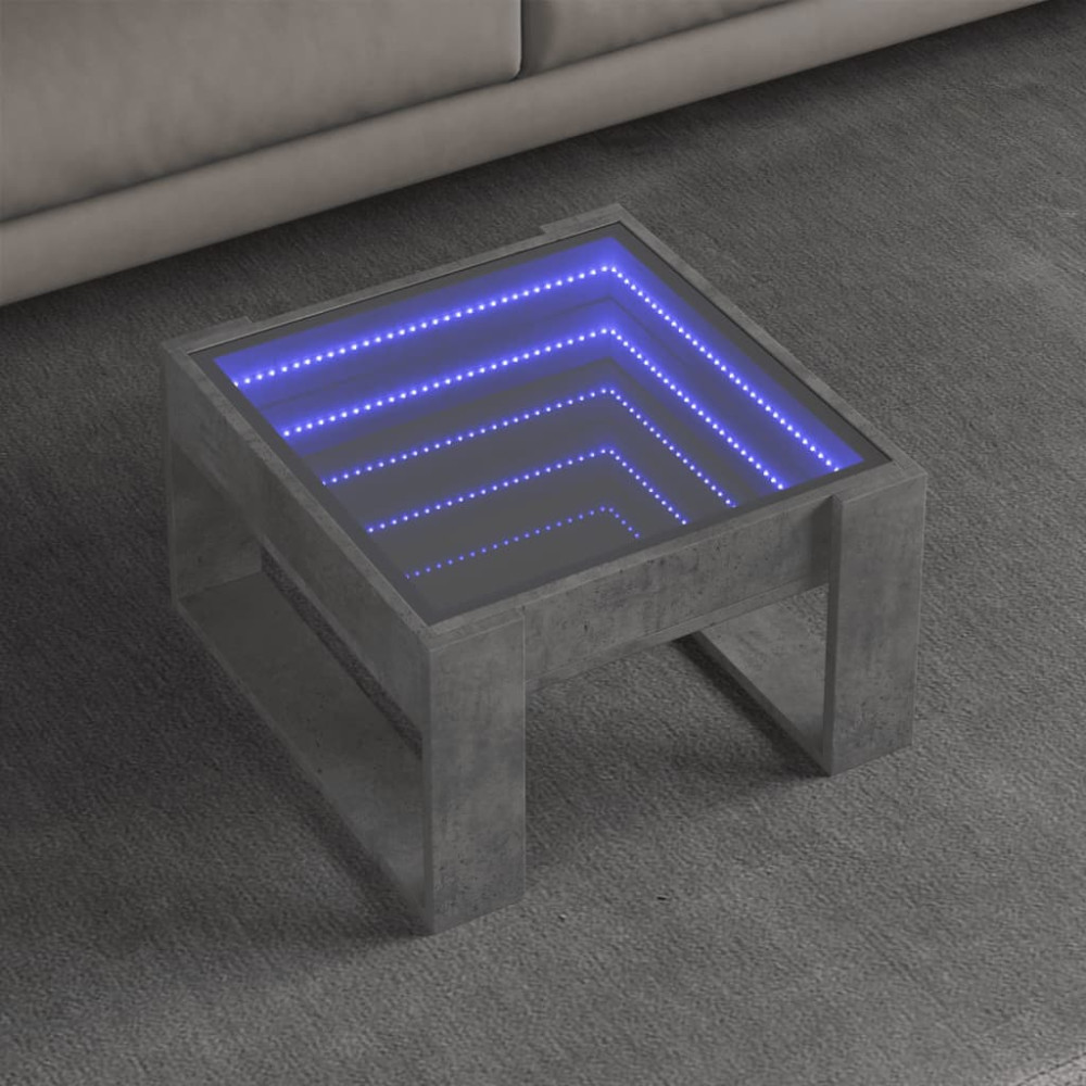 Produktbild för Soffbord med Infinity LEDs betonggrå 50x53x30 cm