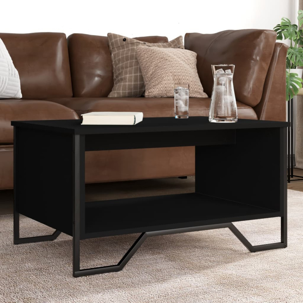 Produktbild för Soffbord svart 75x51x40 cm konstruerat trä