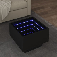 Produktbild för Soffbord med LEDs svart 40x40x30 cm konstruerat trä