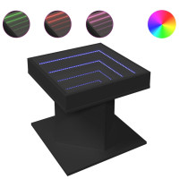 Produktbild för Soffbord med LEDs svart 50x50x45 cm konstruerat trä