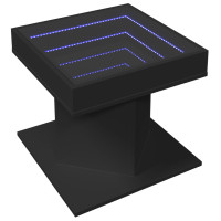 Produktbild för Soffbord med LEDs svart 50x50x45 cm konstruerat trä