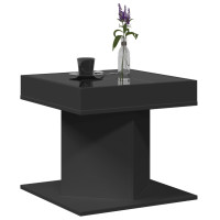 Produktbild för Soffbord med LEDs svart 50x50x45 cm konstruerat trä