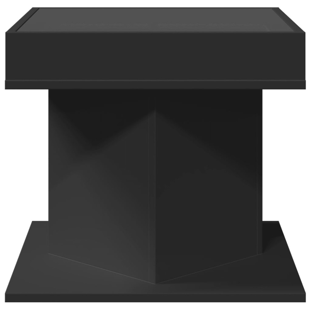 Produktbild för Soffbord med LEDs svart 50x50x45 cm konstruerat trä