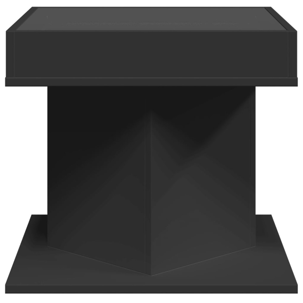 Produktbild för Soffbord med LEDs svart 50x50x45 cm konstruerat trä