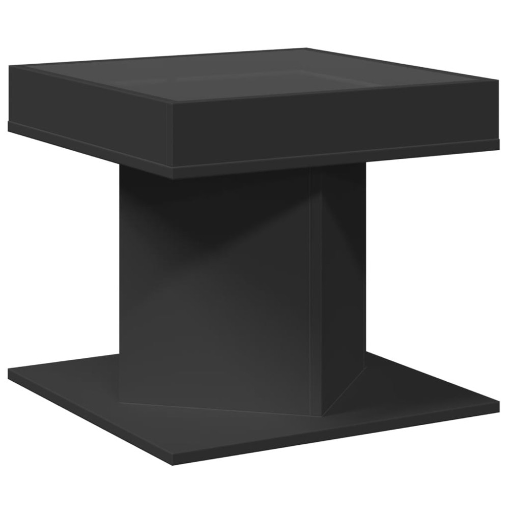 Produktbild för Soffbord med LEDs svart 50x50x45 cm konstruerat trä