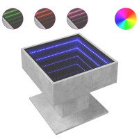 Produktbild för Soffbord med LEDs betonggrå 50x50x45 cm konstruerat trä