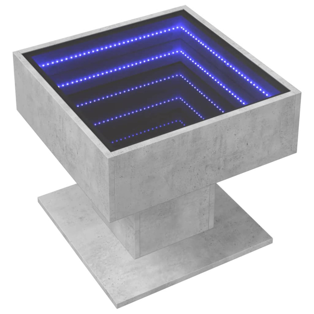 Produktbild för Soffbord med LEDs betonggrå 50x50x45 cm konstruerat trä