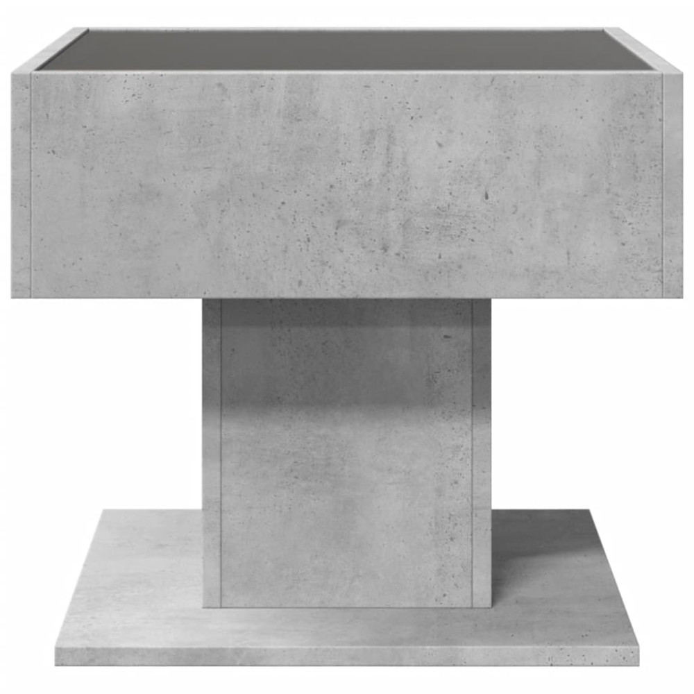 Produktbild för Soffbord med LEDs betonggrå 50x50x45 cm konstruerat trä