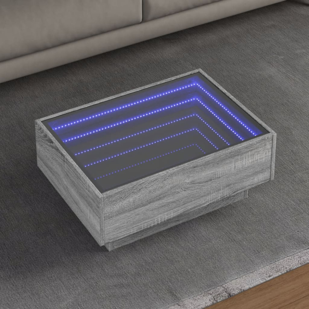 Produktbild för Soffbord med LEDs grå sonoma 70x50x30 cm konstruerat trä