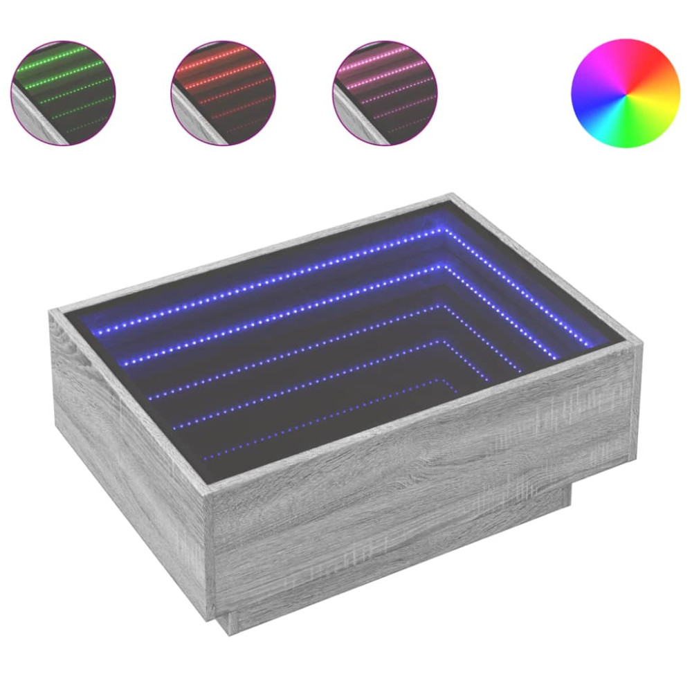 Produktbild för Soffbord med LEDs grå sonoma 70x50x30 cm konstruerat trä