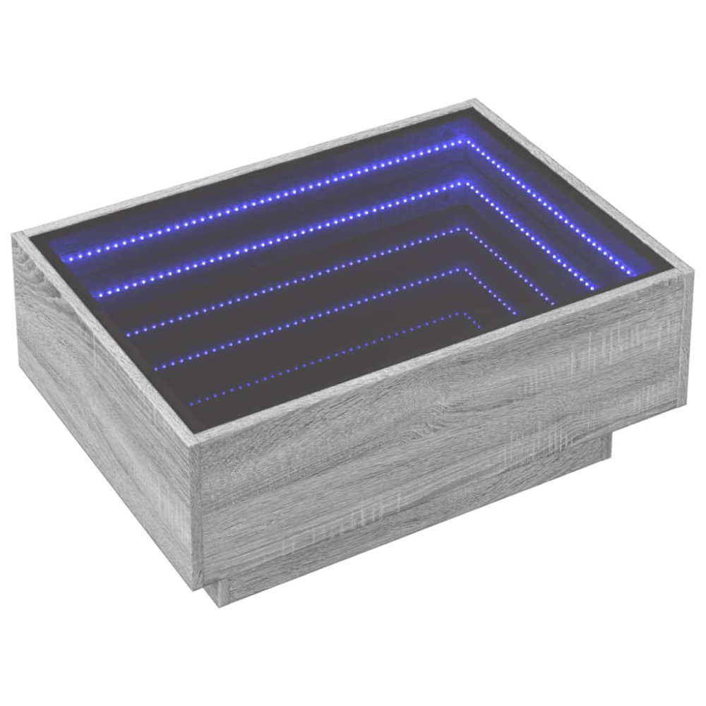 Produktbild för Soffbord med LEDs grå sonoma 70x50x30 cm konstruerat trä