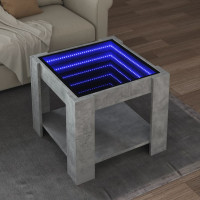 Produktbild för Soffbord med LEDs betonggrå 53x53x45 cm konstruerat trä