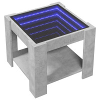 Produktbild för Soffbord med LEDs betonggrå 53x53x45 cm konstruerat trä