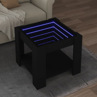 Produktbild för Soffbord med LEDs svart 53x53x45 cm konstruerat trä