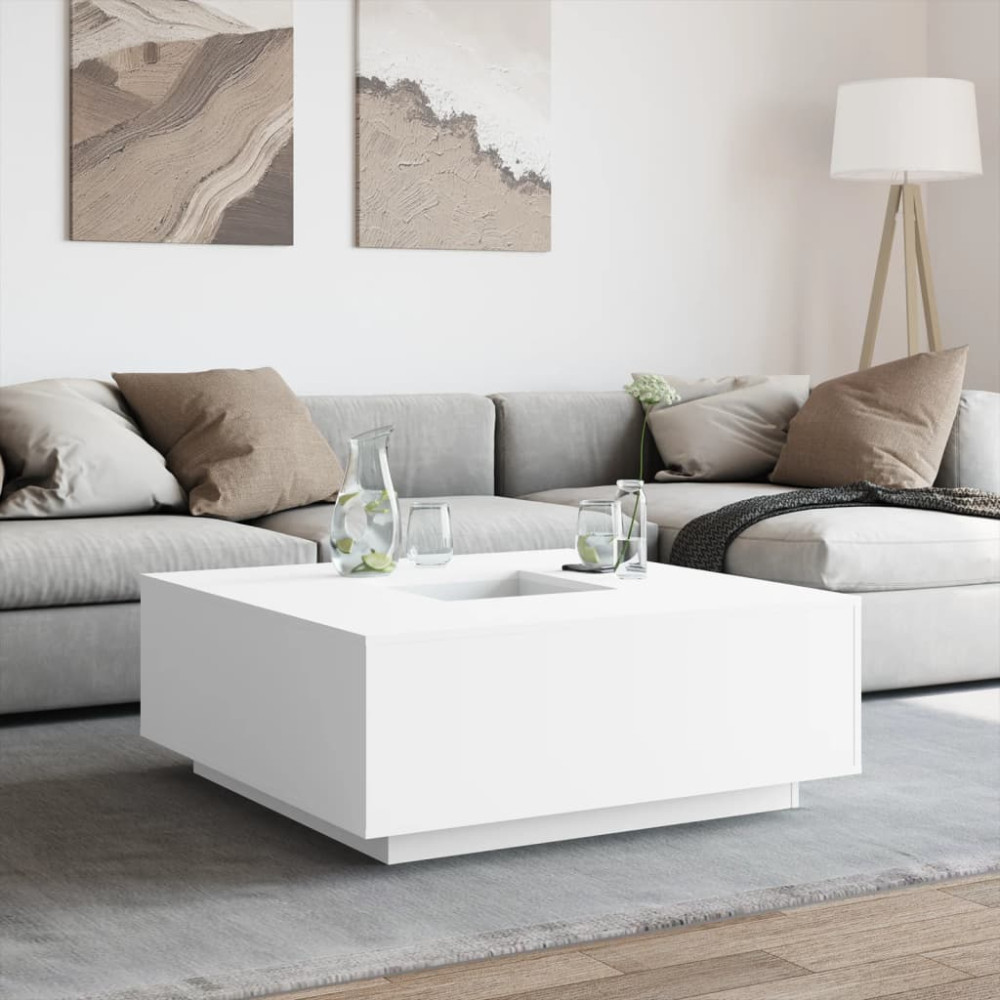 Produktbild för Soffbord vit 100x100x40 cm konstruerat trä