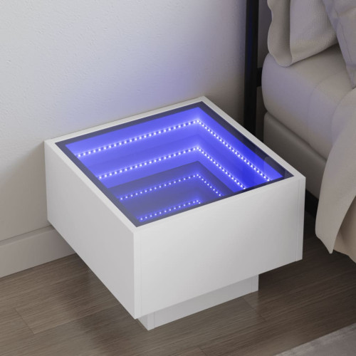 vidaXL Sängbord med Infinity LEDs vit 40x40x30 cm