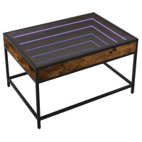 Produktbild för Soffbord med Infinity LEDs rökfärgad ek 70x50x41 cm