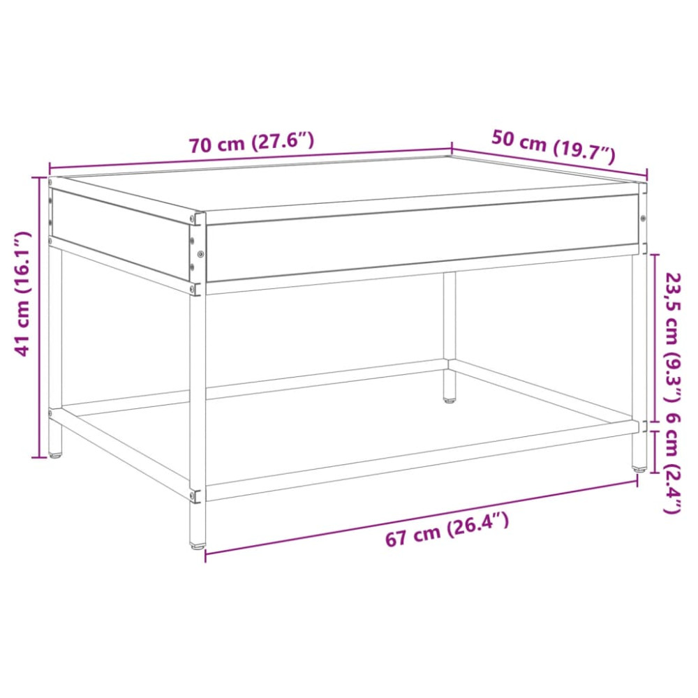 Produktbild för Soffbord med Infinity LEDs brun ek 70x50x41 cm