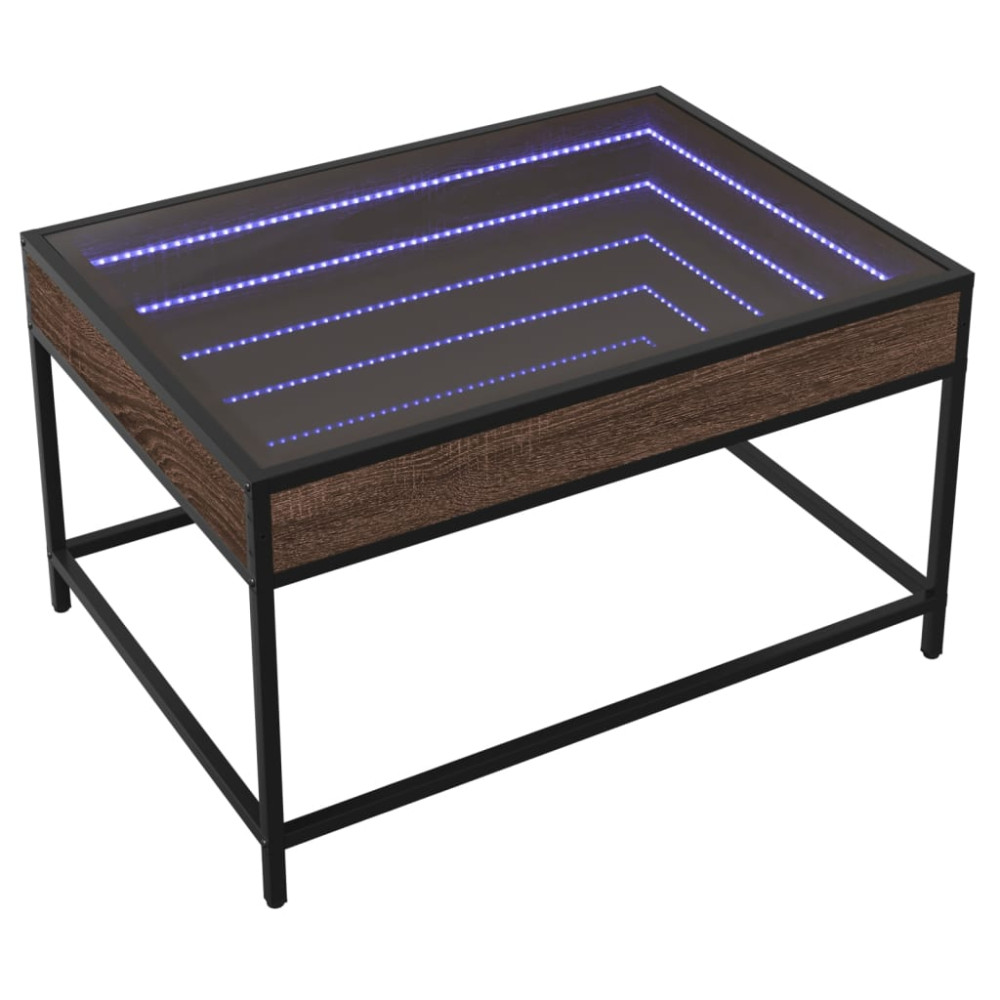 Produktbild för Soffbord med Infinity LEDs brun ek 70x50x41 cm