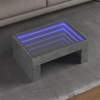 Produktbild för Soffbord med Infinity LEDs betonggrå 70x50x30 cm