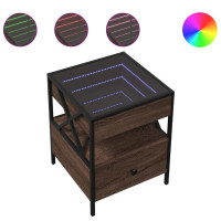 Produktbild för Sängbord med Infinity LEDs brun ek 40x40x51 cm