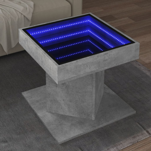 vidaXL Soffbord med LEDs betonggrå 50x50x45 cm konstruerat trä - Soffbord