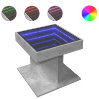 Produktbild för Soffbord med LEDs betonggrå 50x50x45 cm konstruerat trä