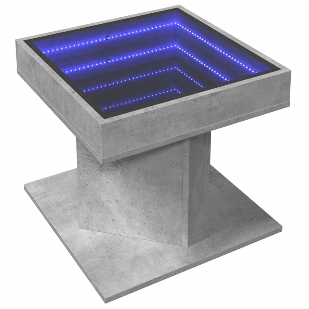 Produktbild för Soffbord med LEDs betonggrå 50x50x45 cm konstruerat trä