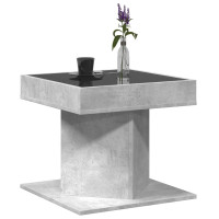 Produktbild för Soffbord med LEDs betonggrå 50x50x45 cm konstruerat trä
